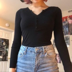 {3/$4} ribbed henley top